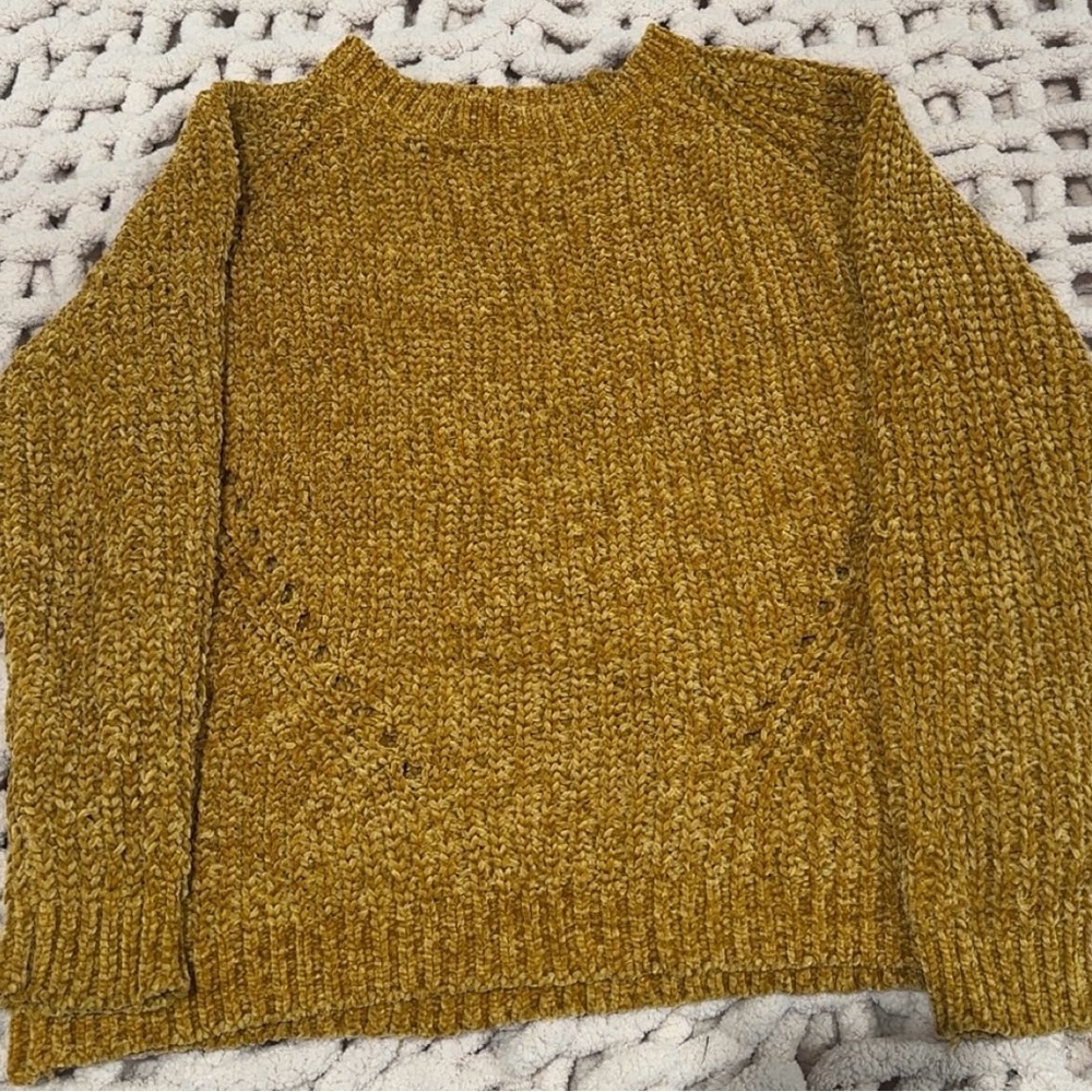 Poof Apparel Mustard Yellow Knit Sweater